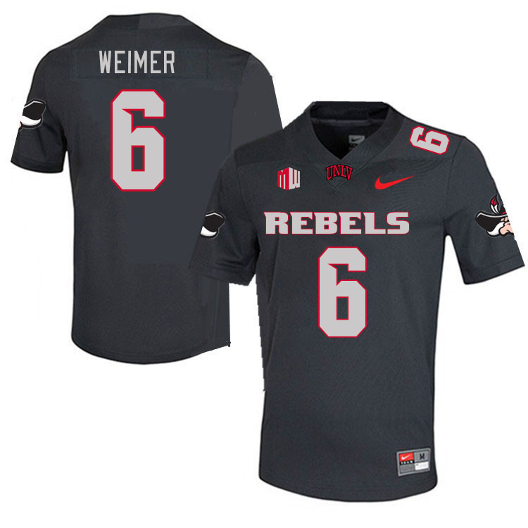 Men #6 Jeff Weimer UNLV Rebels 2023 College Football Jerseys Stitched-Charcoal